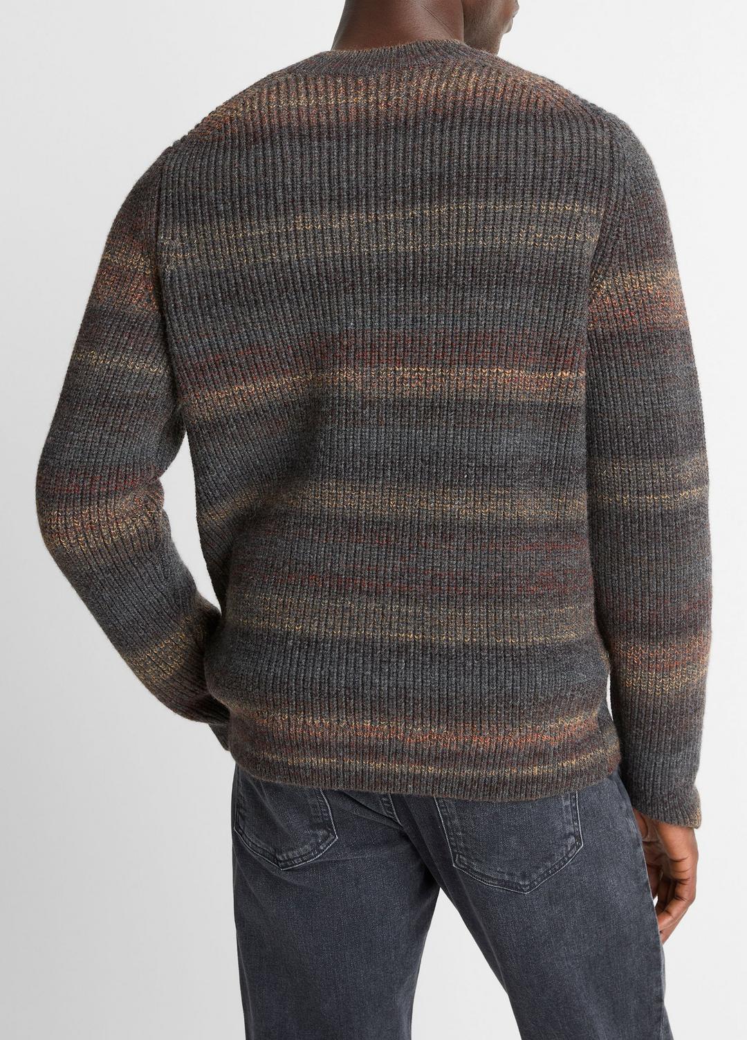 VINCE | Space-Dye Shaker Wool-Blend Sweater in Crew Neck - HEATHER BLACK COMBO