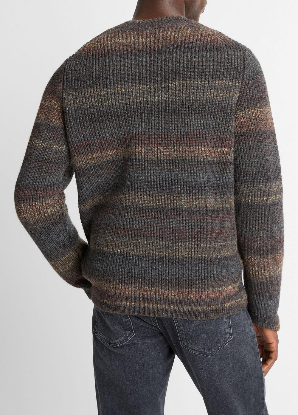 VINCE | Space-Dye Shaker Wool-Blend Sweater in Crew Neck - HEATHER BLACK COMBO