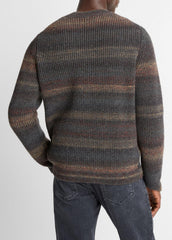 VINCE | Space-Dye Shaker Wool-Blend Sweater in Crew Neck - HEATHER BLACK COMBO