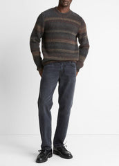 VINCE | Space-Dye Shaker Wool-Blend Sweater in Crew Neck - HEATHER BLACK COMBO