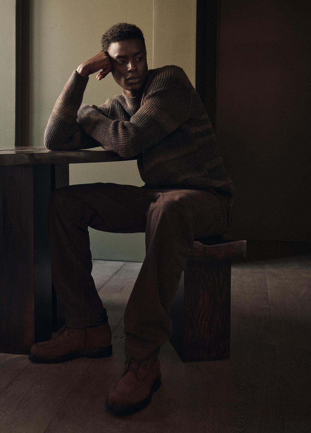 VINCE | Space-Dye Shaker Wool-Blend Sweater in Crew Neck - HEATHER BLACK COMBO
