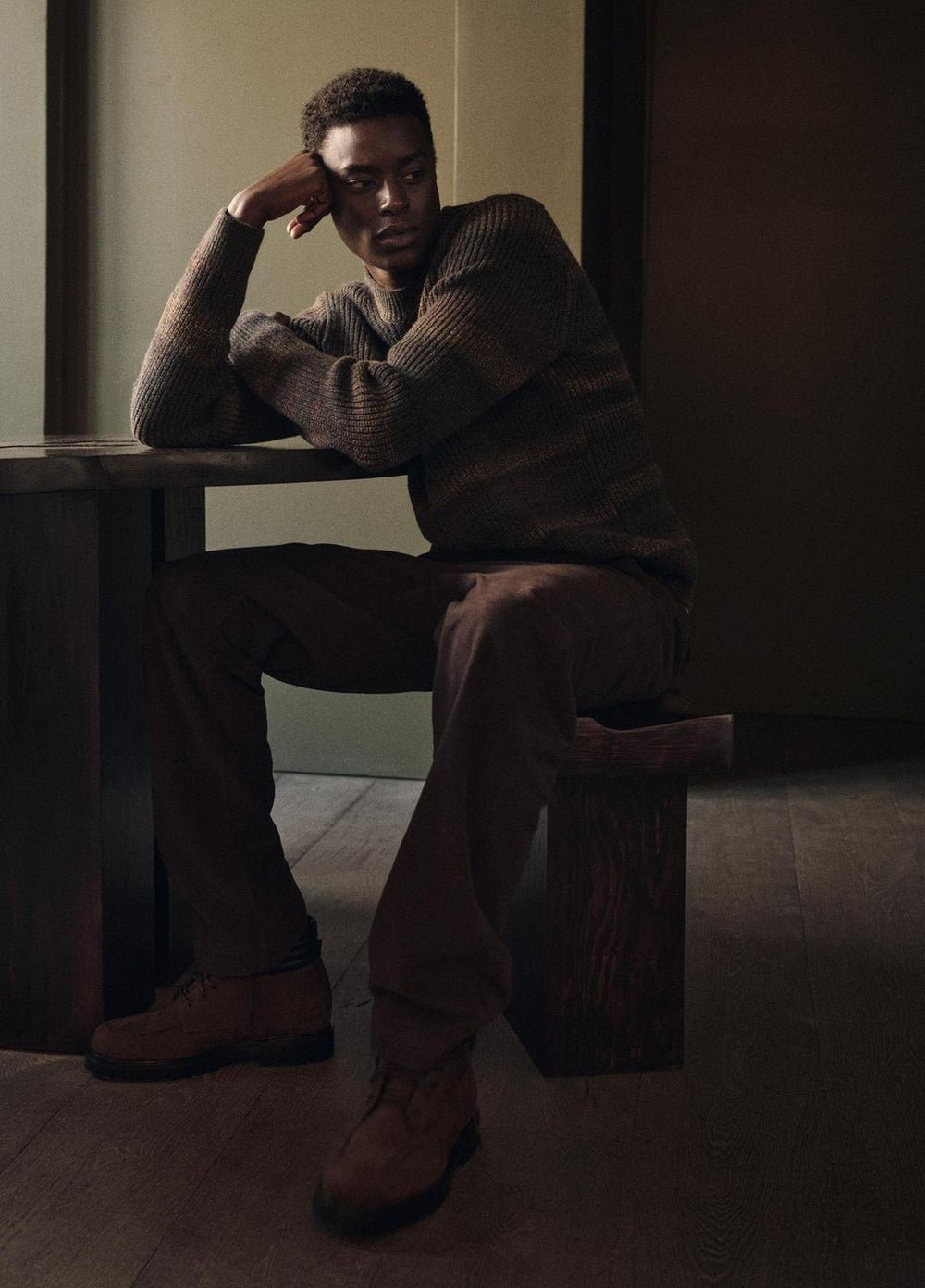 VINCE | Space-Dye Shaker Wool-Blend Sweater in Crew Neck - HEATHER BLACK COMBO