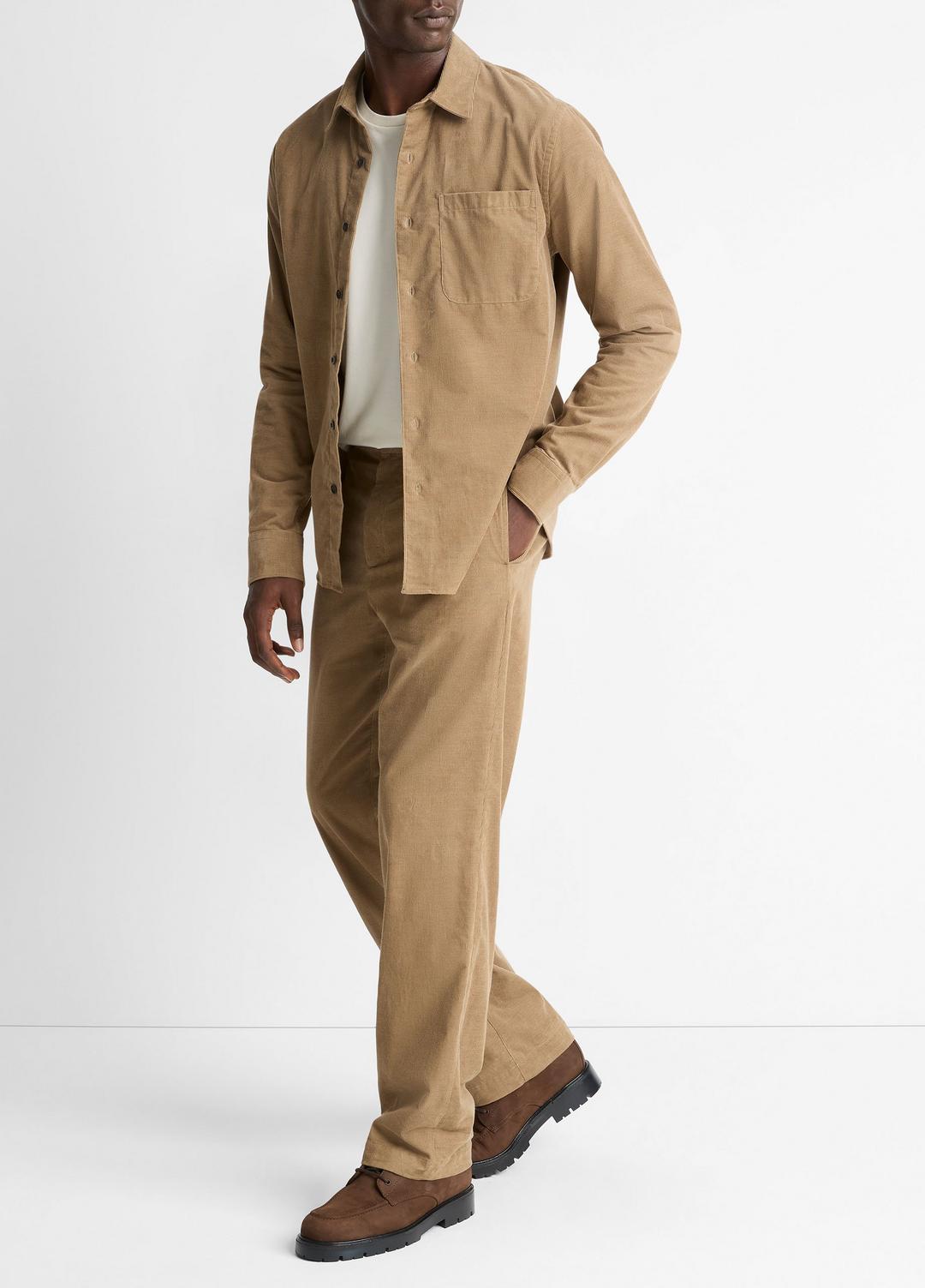 VINCE | Louie Relaxed Cotton Corduroy Elastic-Waist Pant in Trousers - TETON