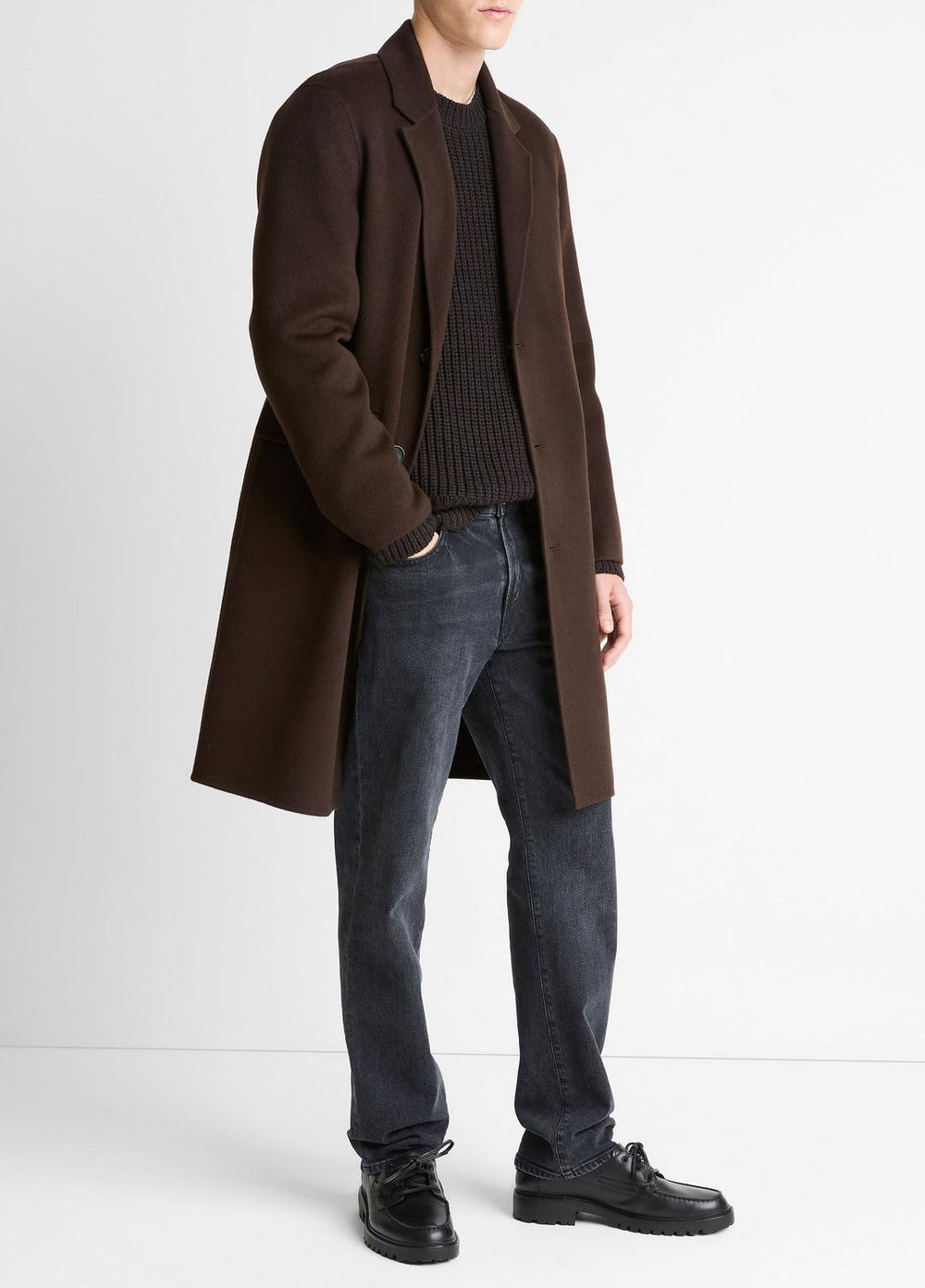 VINCE | Splittable Wool-Cashmere Single-Breasted Topcoat in Coats - MISSION