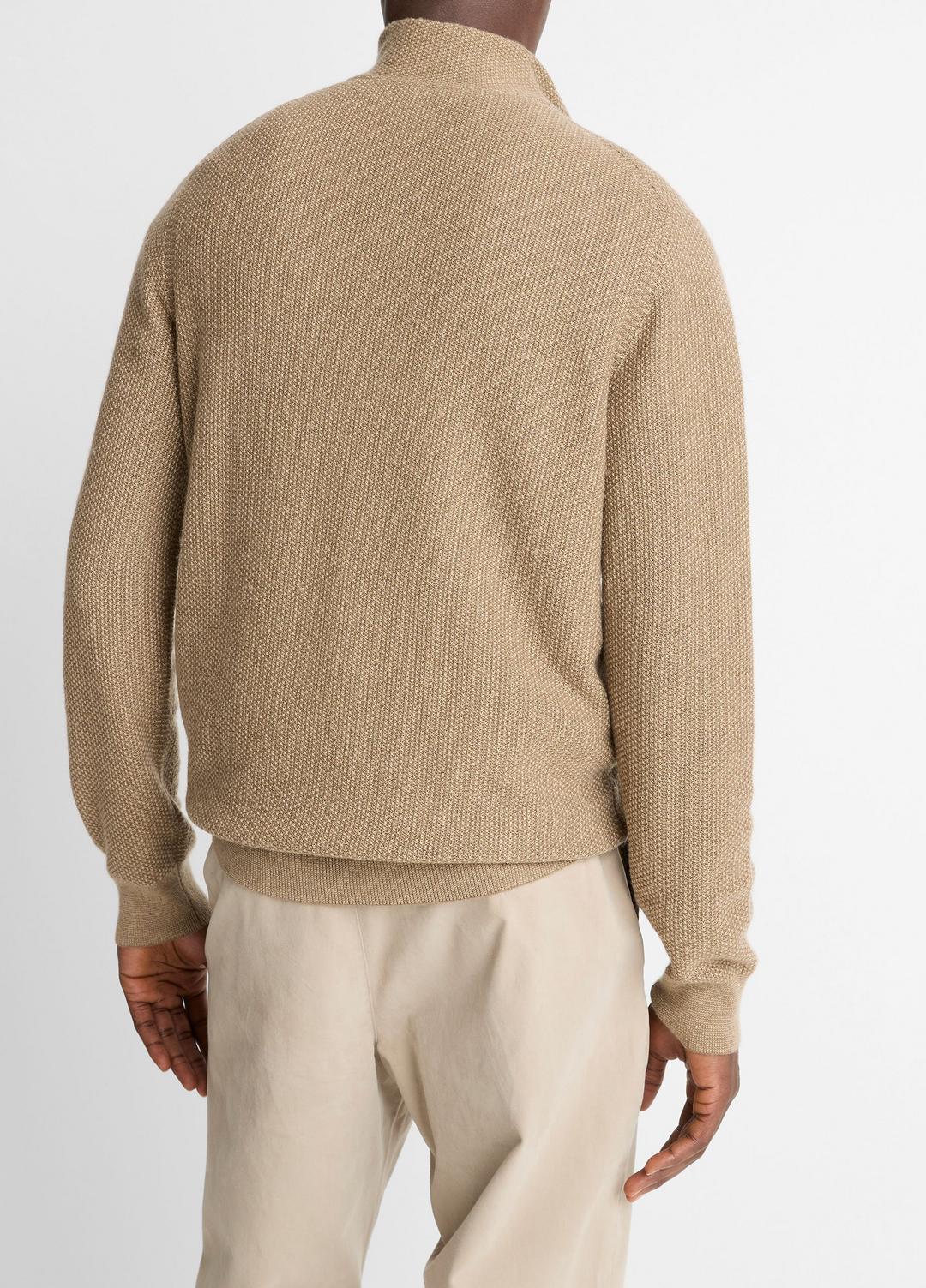 VINCE | Geo-Jacquard Wool-Blend Quarter-Zip Sweater in Crew Neck - TETON/RIVER SAND