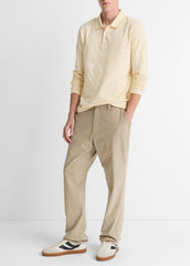 VINCE | Jacquard-Stripe Cotton Long-Sleeve Polo Shirt in Long Sleeve - MEADOWLARK