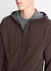 VINCE | Cashmere Zip-Front Hoodie in Sweatshirts & Hoodies - MISSION/MEDIUM HEATHER GREY