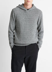 VINCE | Brushed Waffle Hoodie in Sweatshirts & Hoodies - HEATHER BLACK
