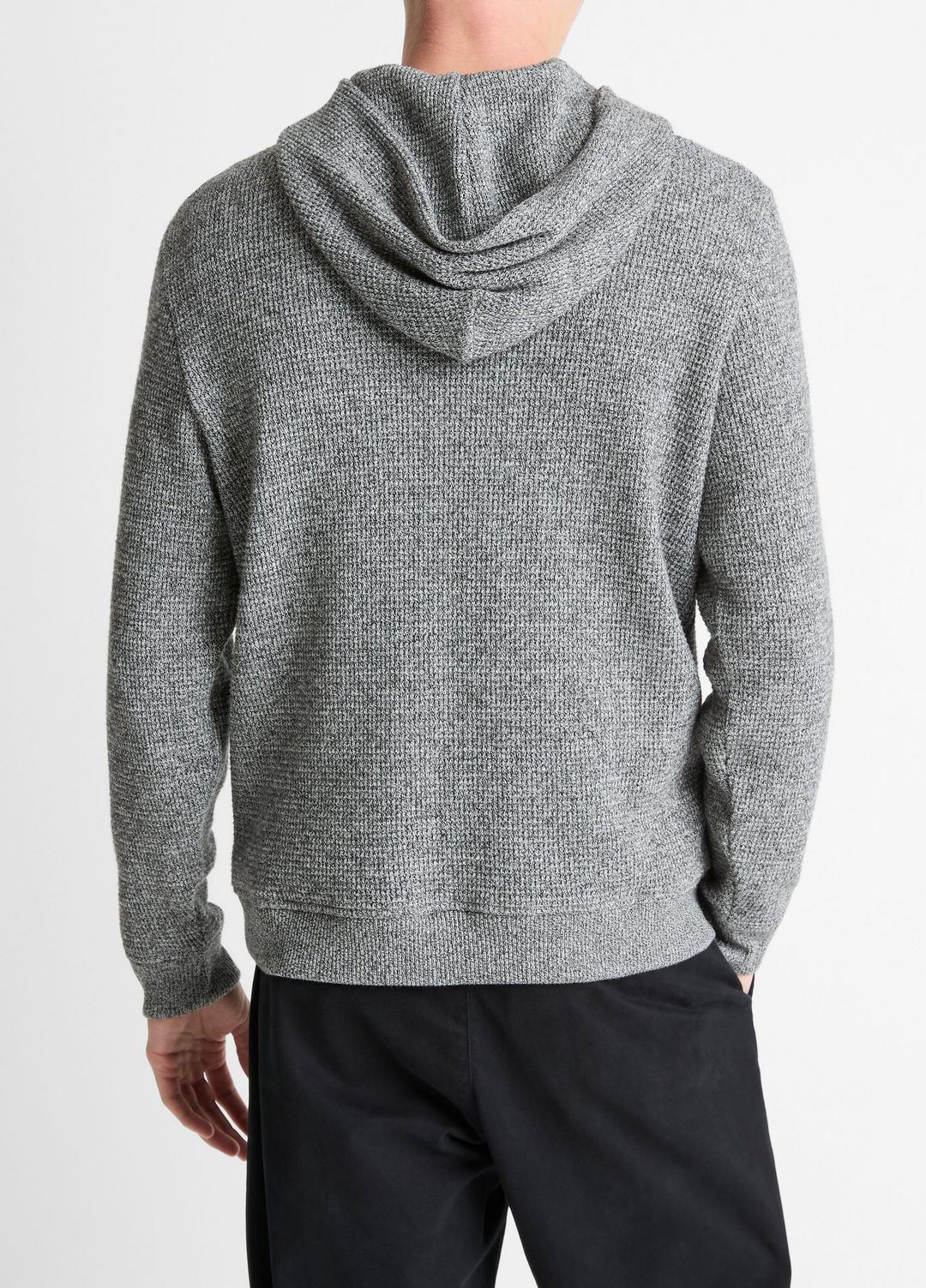 VINCE | Brushed Waffle Hoodie in Sweatshirts & Hoodies - HEATHER BLACK