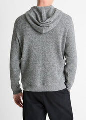VINCE | Brushed Waffle Hoodie in Sweatshirts & Hoodies - HEATHER BLACK