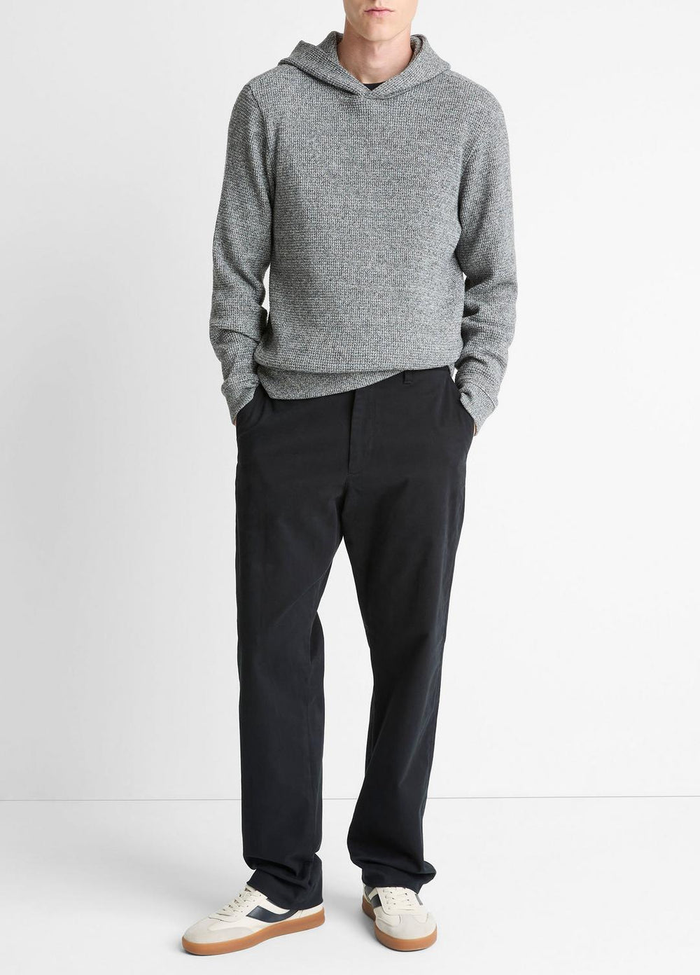 VINCE | Brushed Waffle Hoodie in Sweatshirts & Hoodies - HEATHER BLACK