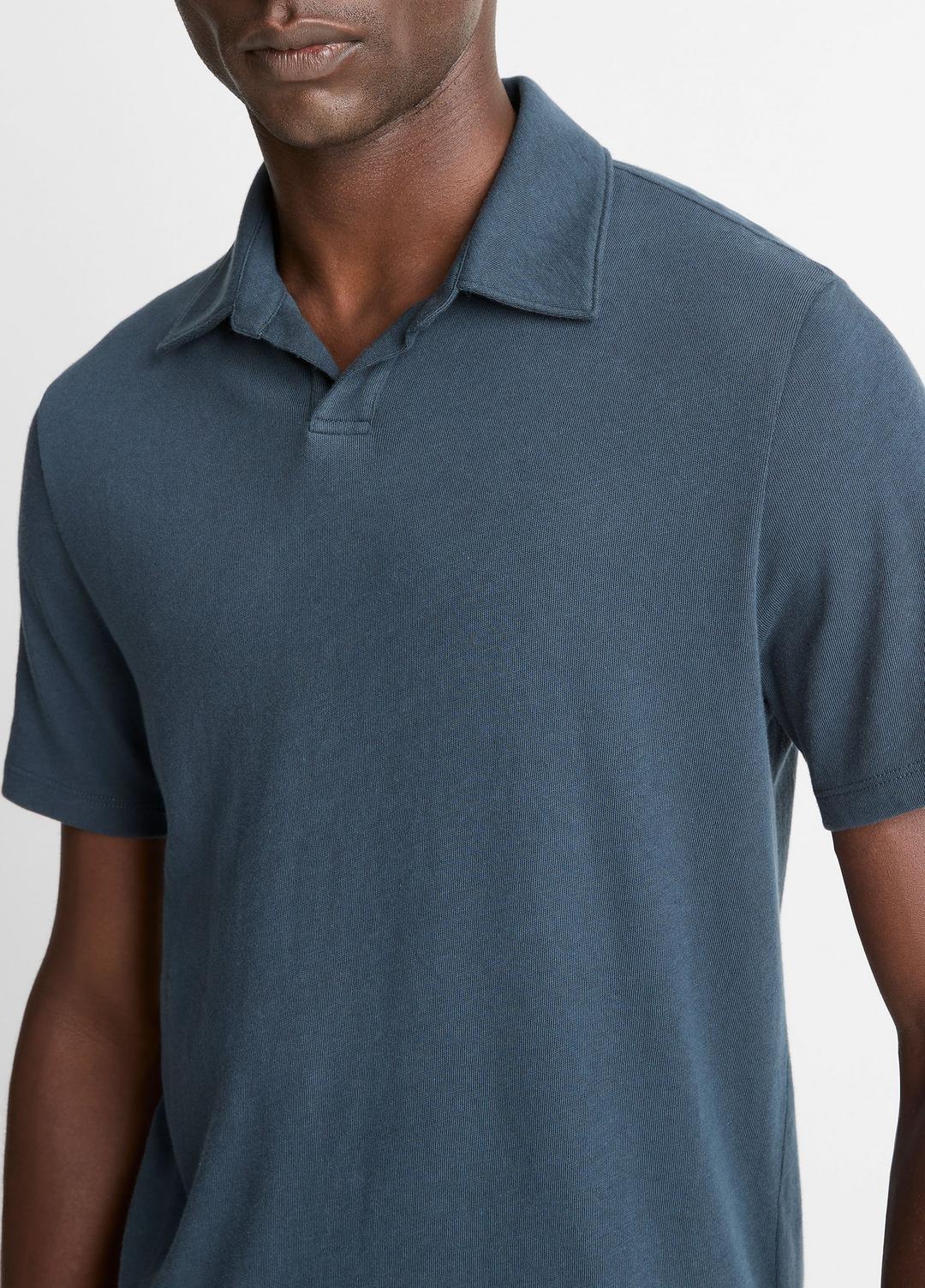 VINCE | Cotton Johnny-Collar Polo Shirt in Henleys & Polos - CLEAR LAKE
