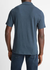 VINCE | Cotton Johnny-Collar Polo Shirt in Henleys & Polos - CLEAR LAKE