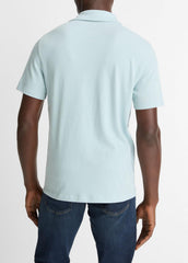 VINCE | Cotton Johnny-Collar Polo Shirt in Henleys & Polos - DARK CASCADE