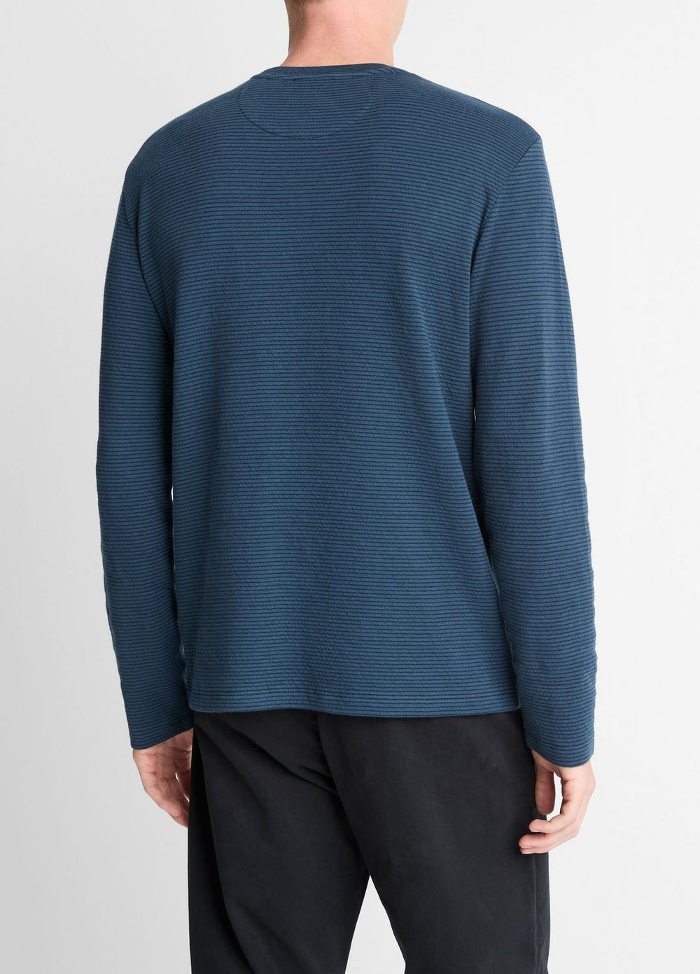 VINCE | Striped Double-Knit Pima Cotton Long-Sleeve T-Shirt in Long Sleeve - CLEAR LAKE/RAPIDS