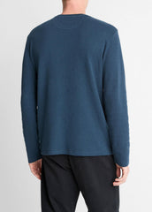 VINCE | Striped Double-Knit Pima Cotton Long-Sleeve T-Shirt in Long Sleeve - CLEAR LAKE/RAPIDS