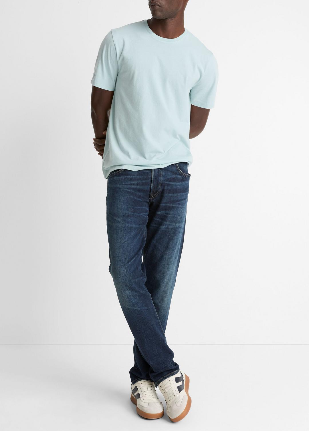 VINCE | Pima Cotton Crew Neck T-Shirt in Short Sleeve - DARK CASCADE