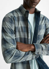 VINCE | Big Sky Plaid Cotton Button-Front Shirt in Long Sleeve - RAPIDS COMBO