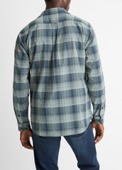 VINCE | Big Sky Plaid Cotton Button-Front Shirt in Long Sleeve - RAPIDS COMBO