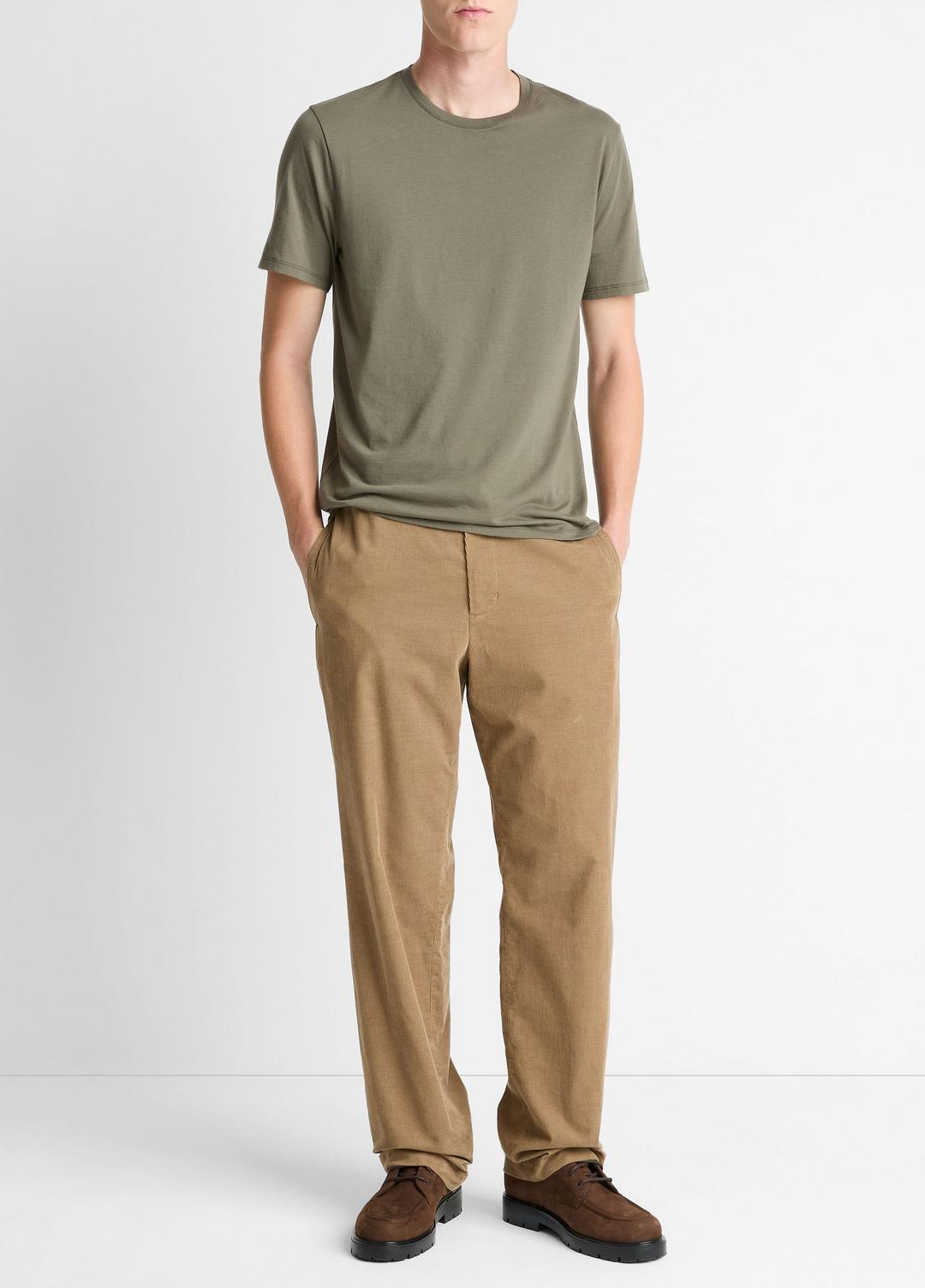 VINCE | Pima Cotton Crew Neck T-Shirt in Short Sleeve - SYCAMORE