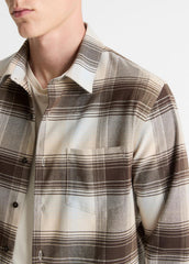 VINCE | Missoula Plaid Button-Front Shirt in Long Sleeve - WHITECAP COMBO