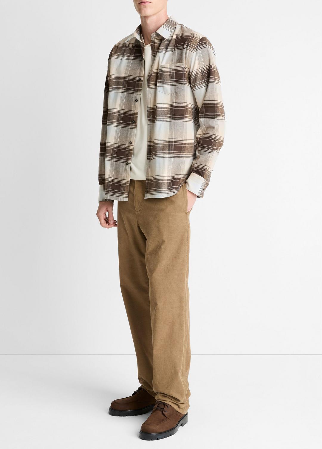 VINCE | Missoula Plaid Button-Front Shirt in Long Sleeve - WHITECAP COMBO