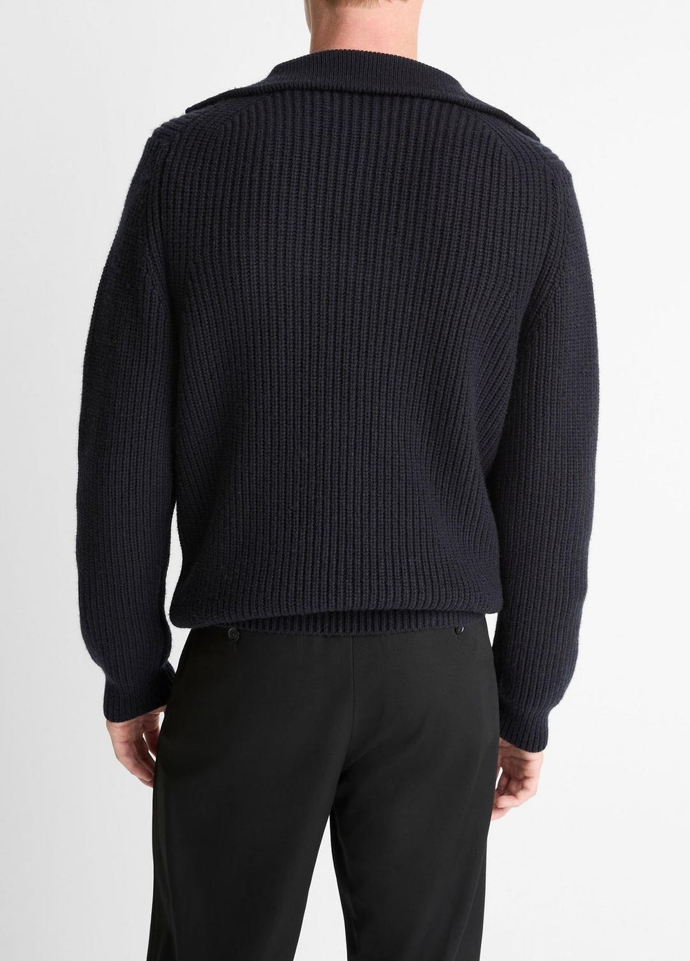 VINCE | Heirloom Shaker Wool-Cashmere Quarter-Zip Sweater in Quarter Zip - COASTAL BLUE