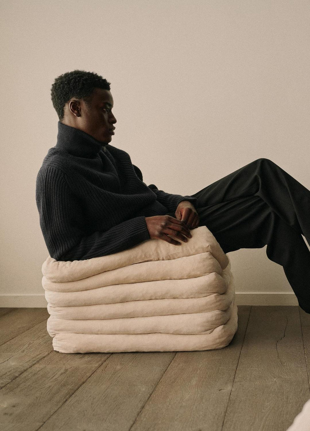 VINCE | Heirloom Shaker Wool-Cashmere Quarter-Zip Sweater in Quarter Zip - COASTAL BLUE