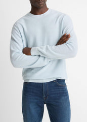 VINCE | Geo-Jacquard Wool-Blend Crew Neck Sweater in Crew Neck - WHITECAP/CLASSIC CREAM