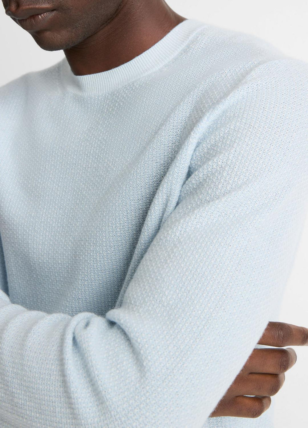 VINCE | Geo-Jacquard Wool-Blend Crew Neck Sweater in Crew Neck - WHITECAP/CLASSIC CREAM