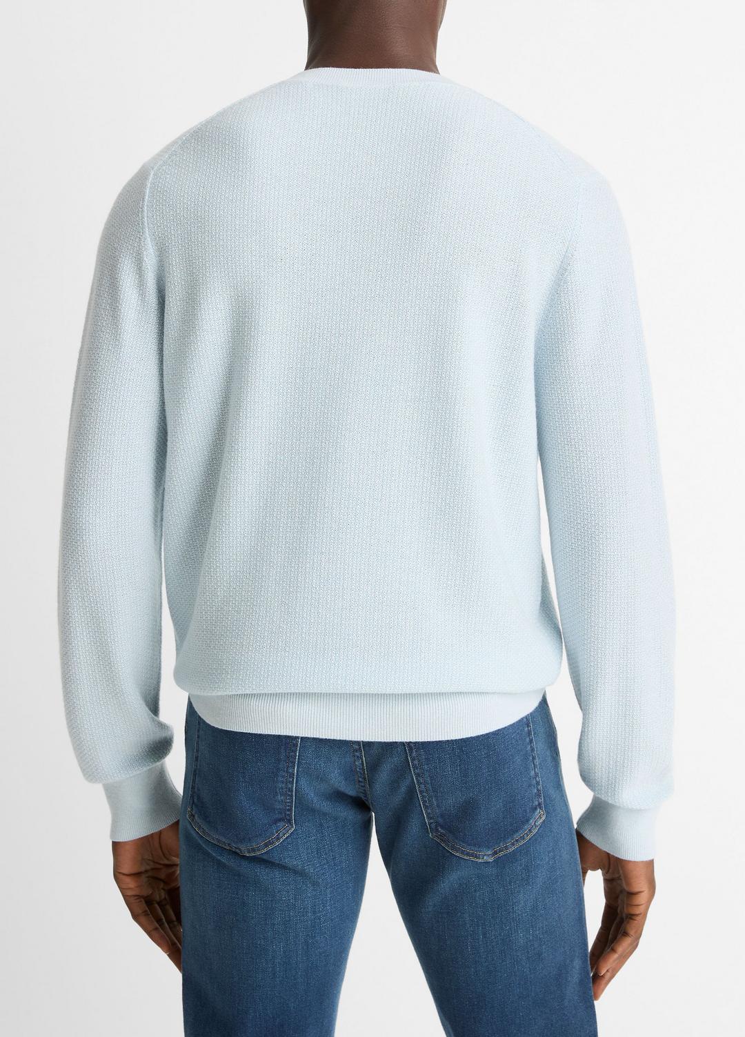 VINCE | Geo-Jacquard Wool-Blend Crew Neck Sweater in Crew Neck - WHITECAP/CLASSIC CREAM