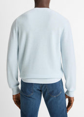 VINCE | Geo-Jacquard Wool-Blend Crew Neck Sweater in Crew Neck - WHITECAP/CLASSIC CREAM