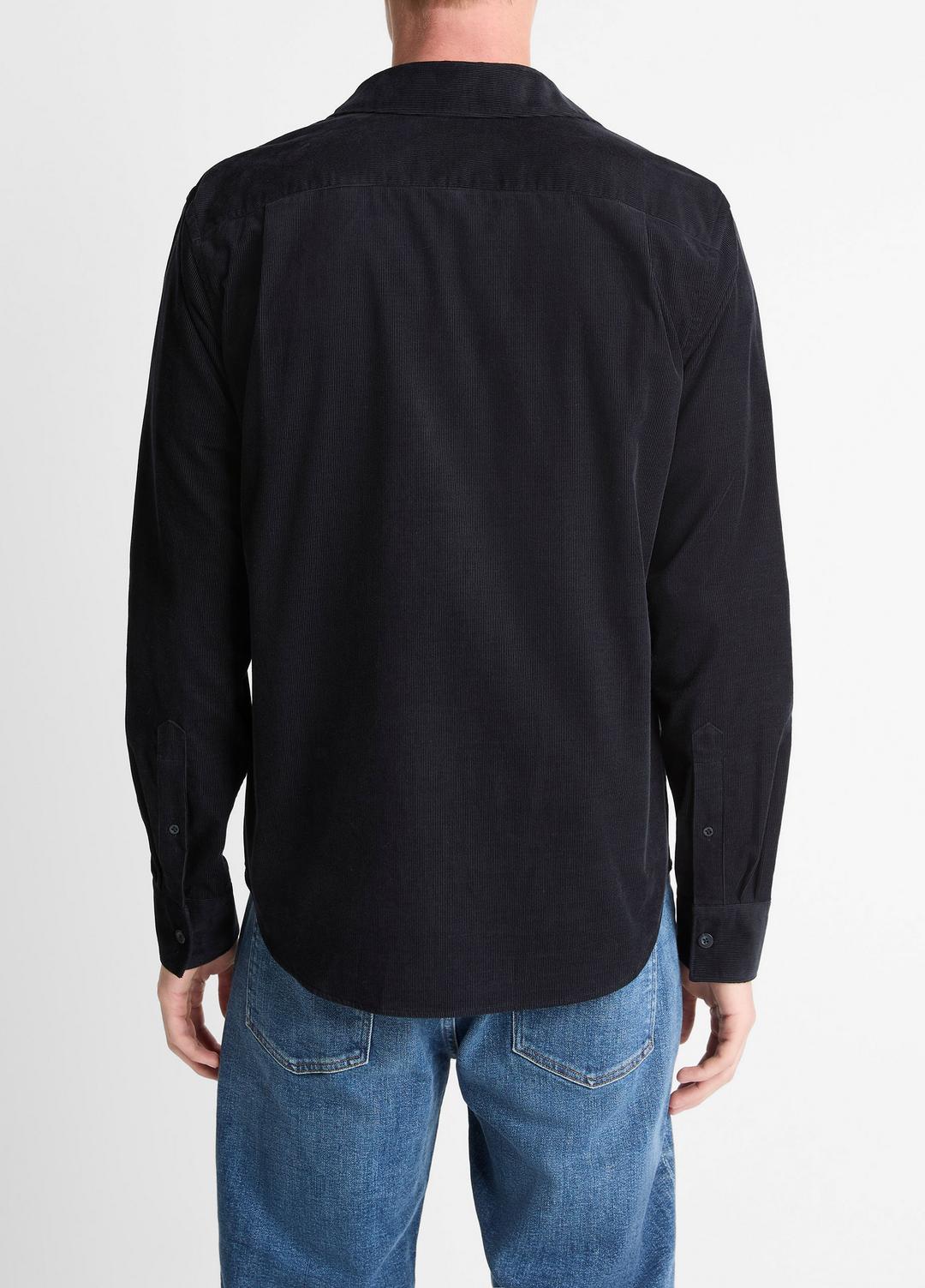 VINCE | Italian Cotton Corduroy Button-Front Shirt in Long Sleeve - COASTAL BLUE