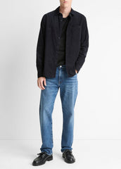VINCE | Italian Cotton Corduroy Button-Front Shirt in Long Sleeve - COASTAL BLUE