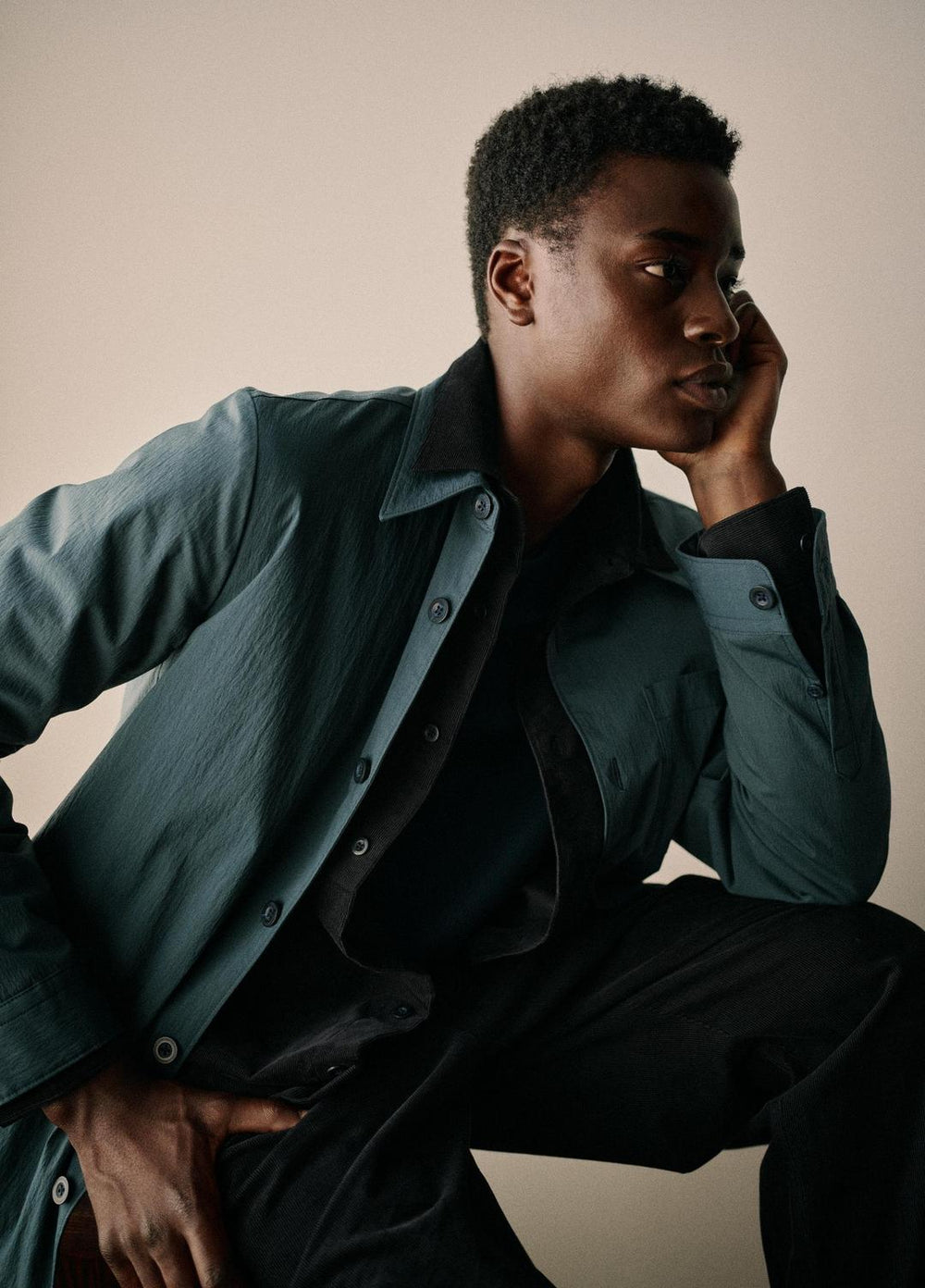 VINCE | Italian Cotton Corduroy Button-Front Shirt in Long Sleeve - COASTAL BLUE