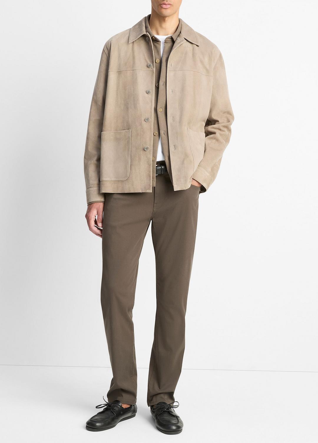 VINCE | Suede Shirt Jacket in Shirt Jackets - PUTTY
