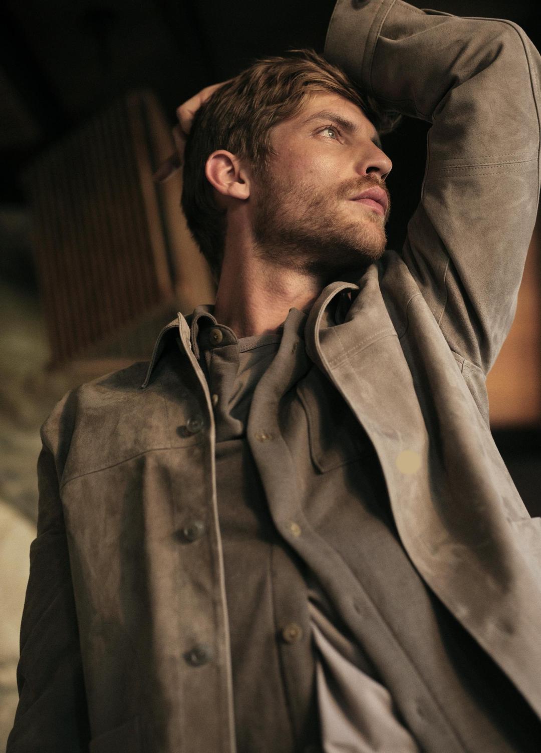 VINCE | Suede Shirt Jacket in Shirt Jackets - PUTTY