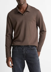 VINCE | Milano Pima Cotton-Blend Johnny-Collar Shirt in Long Sleeve - MISSION
