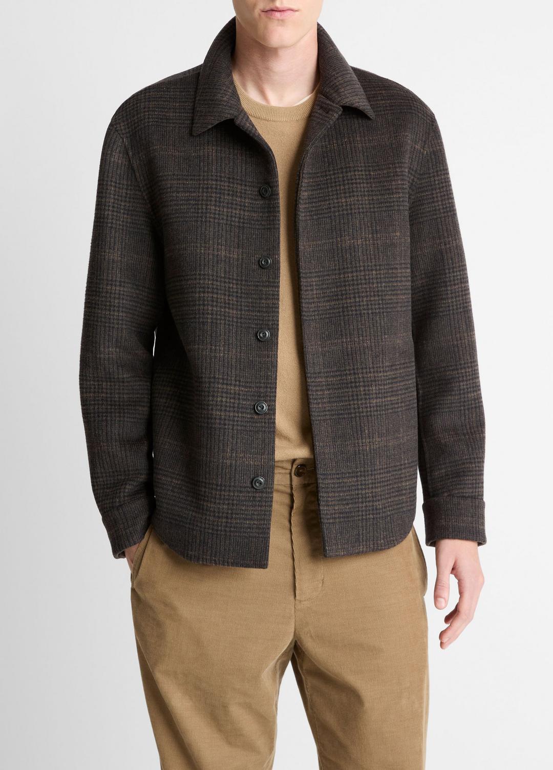 VINCE | Plaid Splittable Wool-Blend Shirt Jacket in Shirt Jackets - DARK MISSION