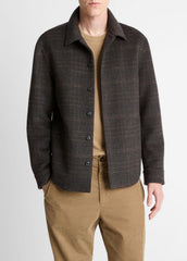 VINCE | Plaid Splittable Wool-Blend Shirt Jacket in Shirt Jackets - DARK MISSION