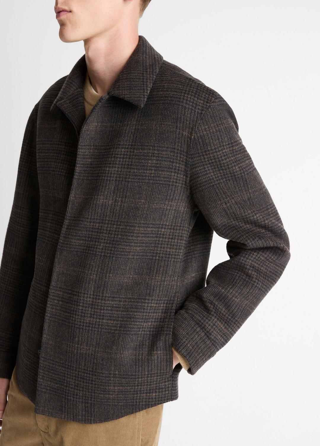 VINCE | Plaid Splittable Wool-Blend Shirt Jacket in Shirt Jackets - DARK MISSION