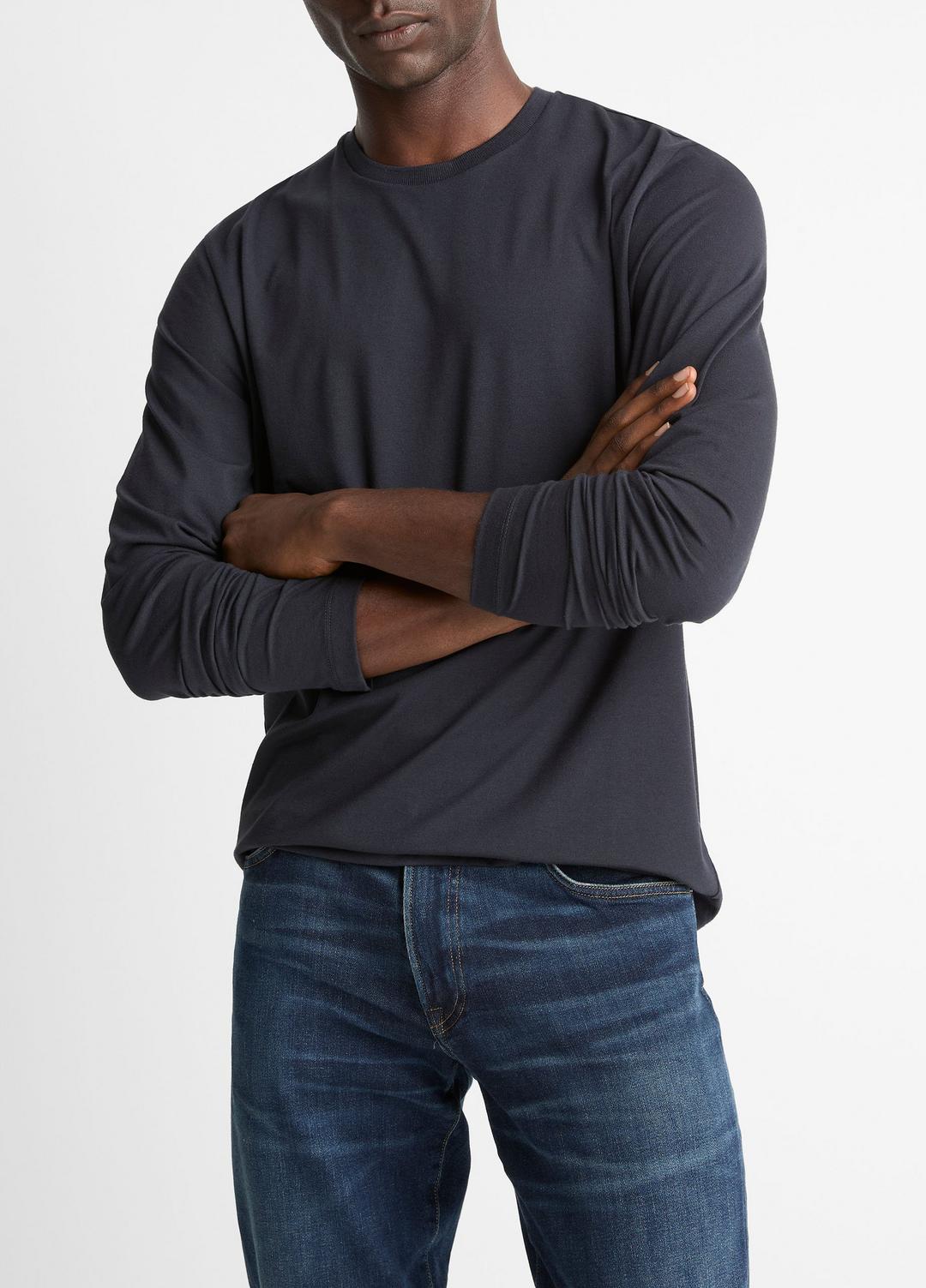 VINCE | Triblend Jersey Long-Sleeve T-Shirt in Long Sleeve - COASTAL BLUE