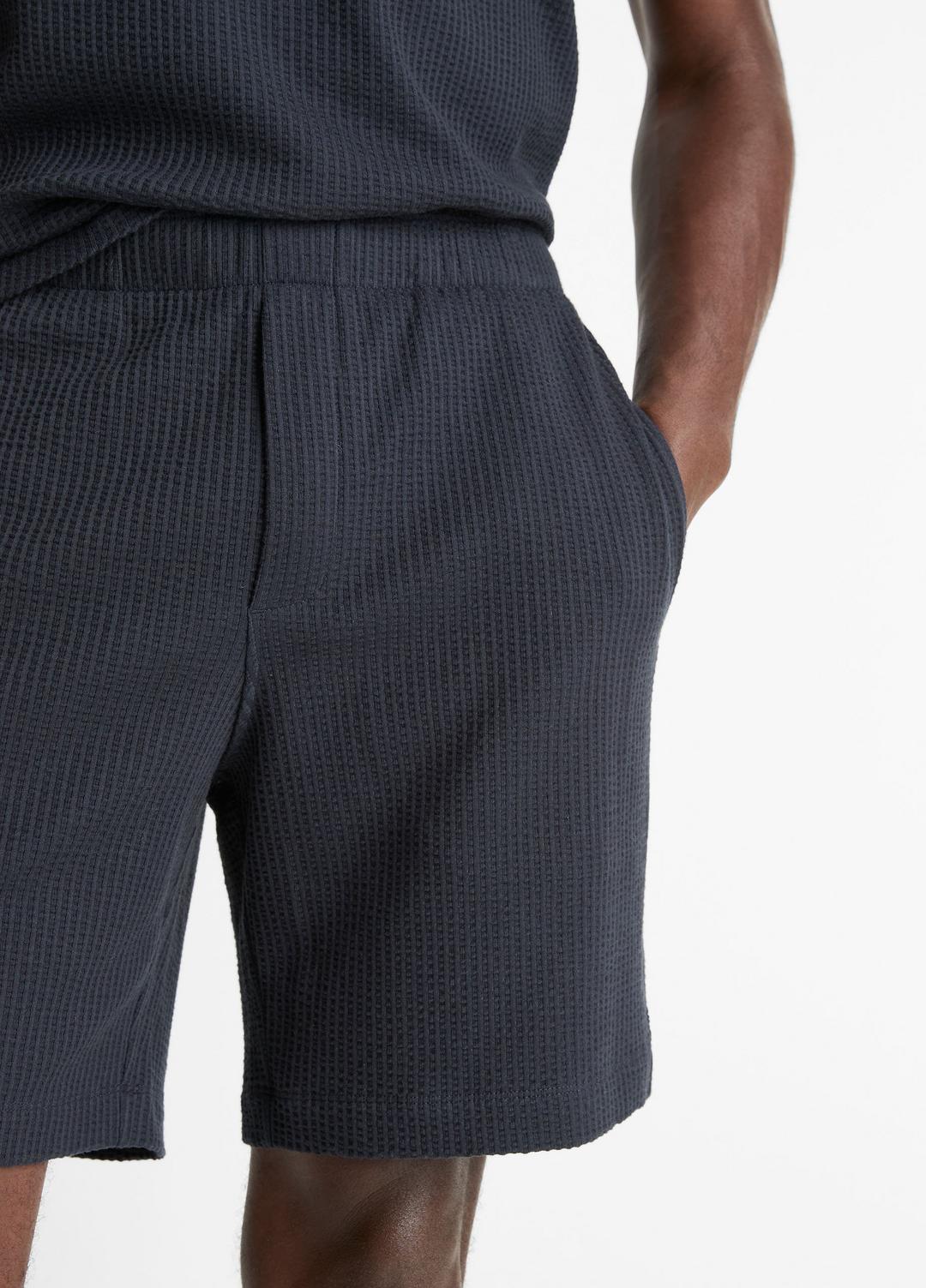 VINCE | Seersucker-Knit Stretch-Cotton Short in Shorts - COASTAL BLUE