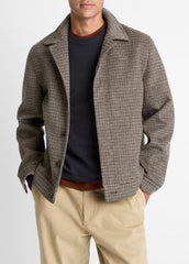 VINCE | Houndstooth Bomber Jacket in Jackets - DARK ROAST COMBO
