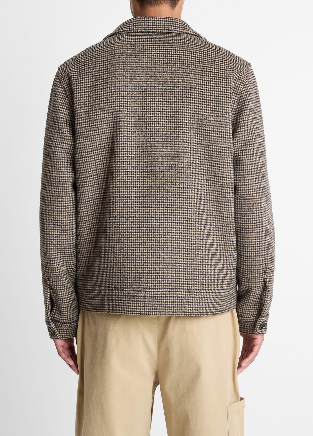 VINCE | Houndstooth Bomber Jacket in Jackets - DARK ROAST COMBO