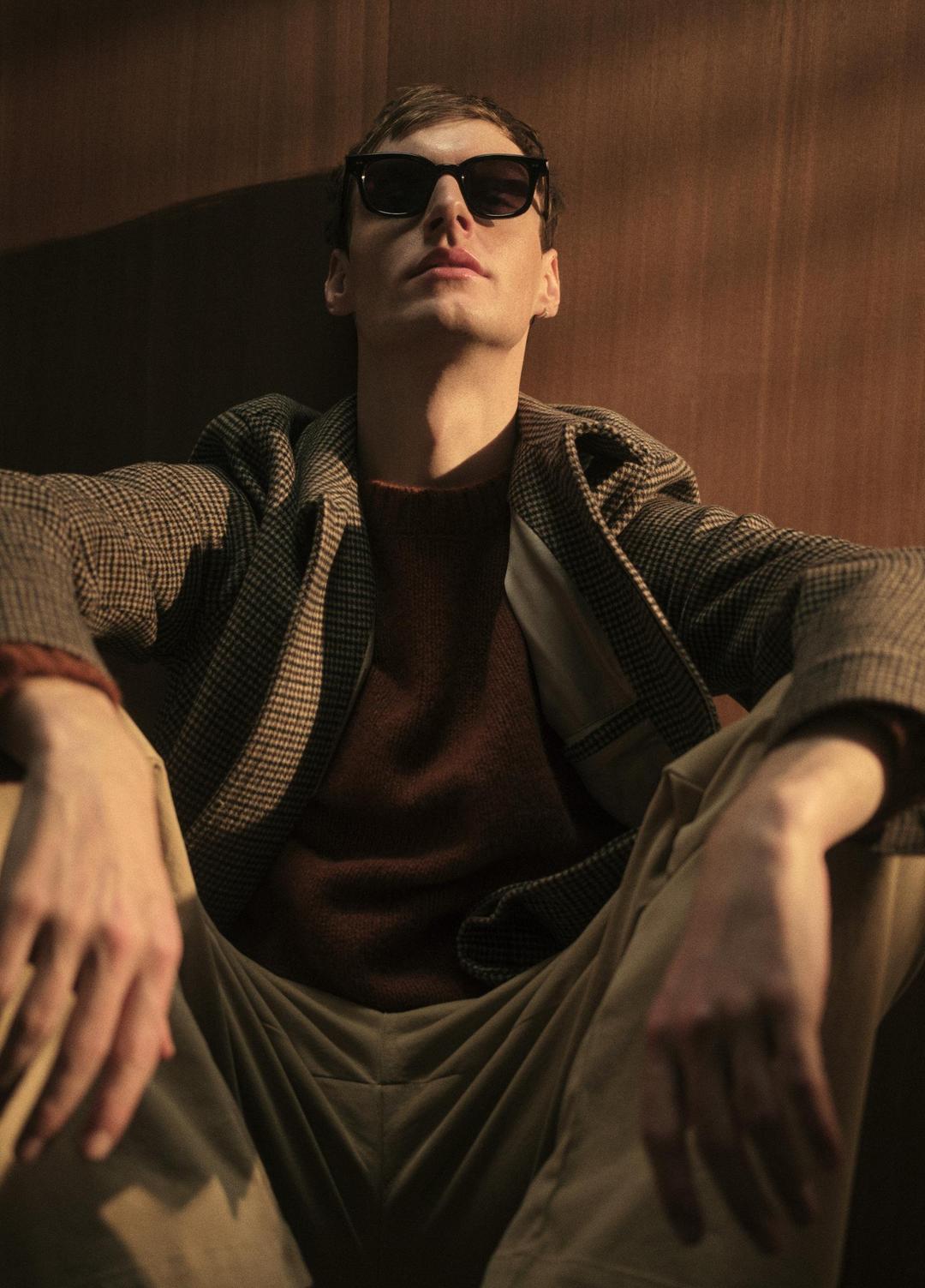 VINCE | Houndstooth Bomber Jacket in Jackets - DARK ROAST COMBO