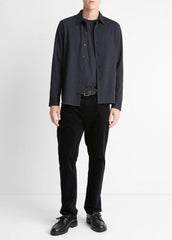 VINCE | Herringbone Cotton-Blend Button-Front Shirt in Long Sleeve - COASTAL BLUE