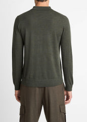 VINCE | Wool Polo Sweater in Sweaters - DARK LEAF