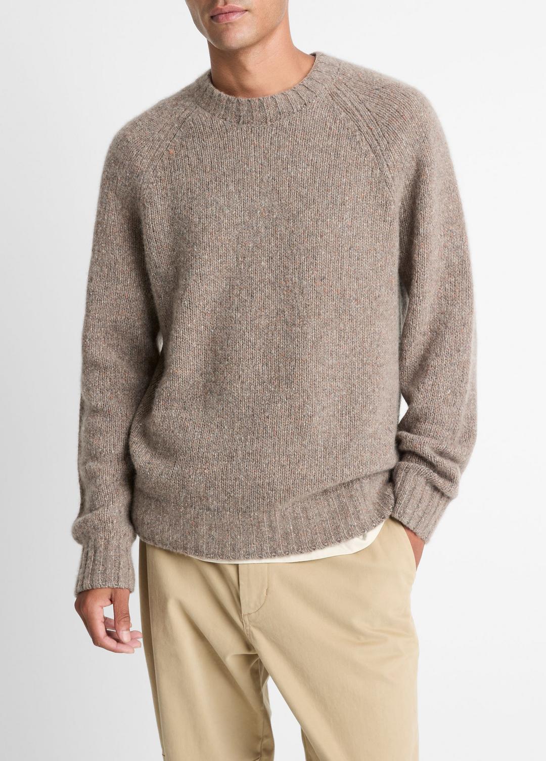 VINCE | Donegal Cashmere Raglan-Sleeve Sweater in Crew Neck - DARK HEATHER MOUSE