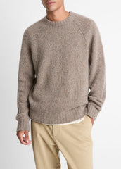 VINCE | Donegal Cashmere Raglan-Sleeve Sweater in Crew Neck - DARK HEATHER MOUSE